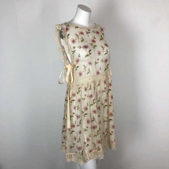 Valentino Dresses & Skirts - Red Valentino Silk Floral Shift Dress Lace Crochet